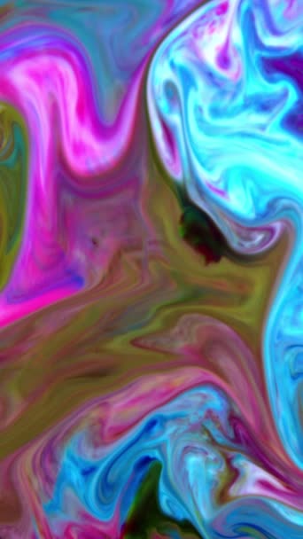 Vertical Liquid Color Paint Patterns Texture Top View. Surface de peinture liquide multicolore. - Séquence, vidéo