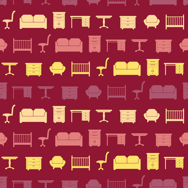 Seamless background with furniture - Vector, Image