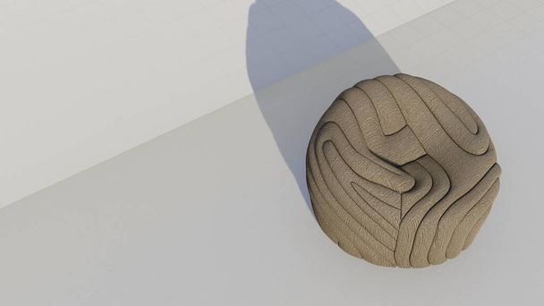 кресло из кремового боба с тисненым мотивом, чертеж. 3d-рендеринг - Фото, изображение