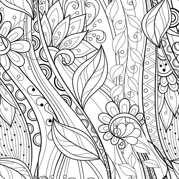 Seamless Abstract monochrome floral Pattern - Vector, Imagen