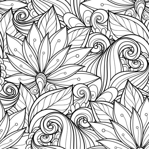 Seamless Abstract monochrome floral Pattern - Vector, imagen