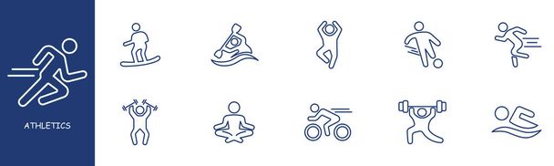 Ikone der Fahrradlinie. Räder, Geschwindigkeit, Leichtathletik, Sport, Laufen, Turnen, Wettkämpfe, Trainer, Springen, Muskeln, Spiel, Mensch, Kraft, Gesundheit. Vektor-Liniensymbol für Unternehmen und Werbung - Vektor, Bild