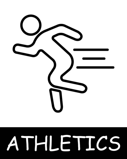 Icono de línea de ejecución. 100 metros, atletismo, deportes, correr, gimnasia, competiciones, entrenador, salto, músculos, juego, persona, fuerza, salud. Icono de línea vectorial para negocios y publicidad - Vector, Imagen