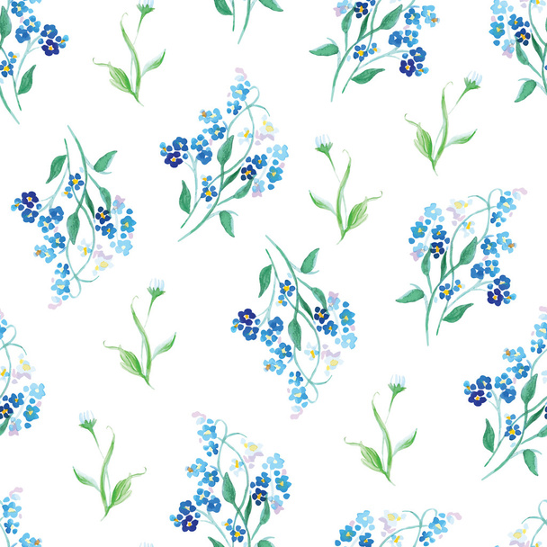 Forget-me-nots watercolor seamless vector print - Διάνυσμα, εικόνα