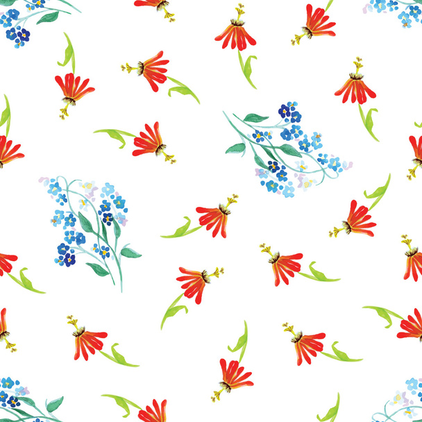 Forget-me-not watercolor seamless vector print - Vector, Image