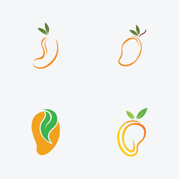 colección de logotipos de fruta de mango y símbolos perfectos para negocios, marca de tienda de fruta fresca, etc aislado sobre fondo gris - Vector, Imagen