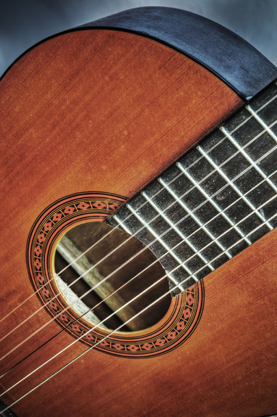 Detailní záběr na klasickou kytaru v hdr - Fotografie, Obrázek