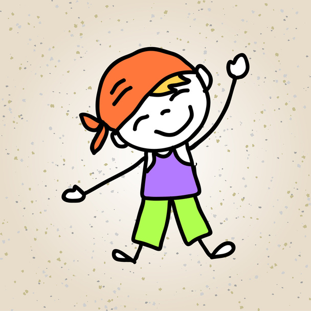 kéz rajz rajzfilm boldog gyerekek játék - Vektor, kép