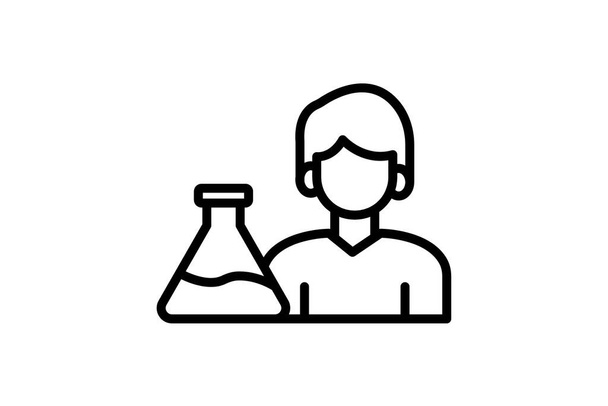 Icono asistente de laboratorio, asistente de laboratorio, ciencia, investigación, ayuda, vector editable, píxel perfecto, archivo ai ilustrador - Vector, Imagen