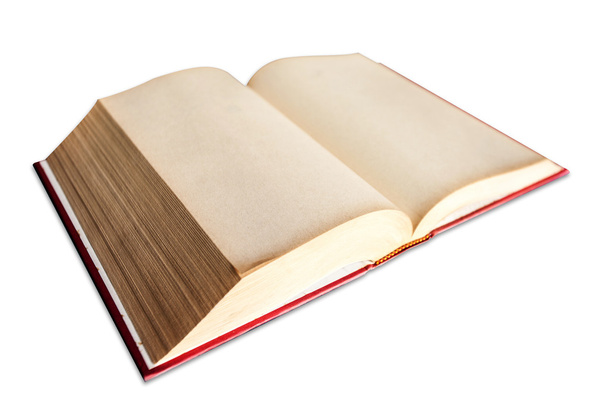 Закрыть текстуру старинной бумаги в открытой книге и красной обложке
 - Фото, изображение