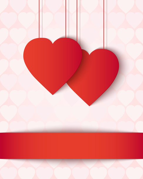 Two paper hearts card - Vector, afbeelding