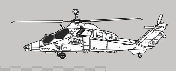 Eurocopter EC665 Tiger PAH-2 UHT. Saldırı helikopterinin vektör çizimi. Yan görüş. Resim ve bilgi grafikleri için resim. - Vektör, Görsel