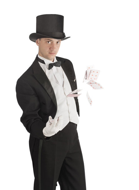 magician holding playing cards - Zdjęcie, obraz