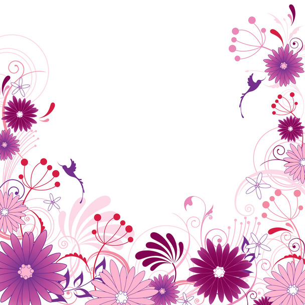 Violet floral background with ornament - Vector, afbeelding