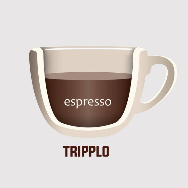 Tripplo кофе типа вектор значок изолирован на белом фоне - Вектор,изображение