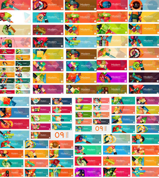 Mega conjunto de banners infográficos de opção web universal
 - Vetor, Imagem
