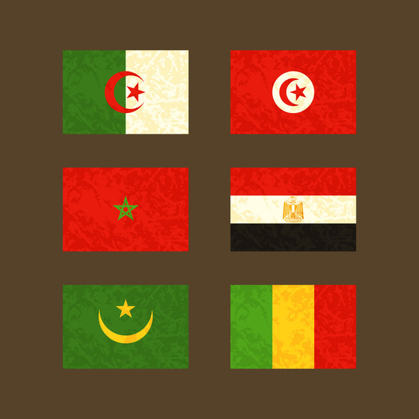 Flags of Algeria, Tunisia, Morocco, Egypt, Mauritania and Mali - Vektor, kép