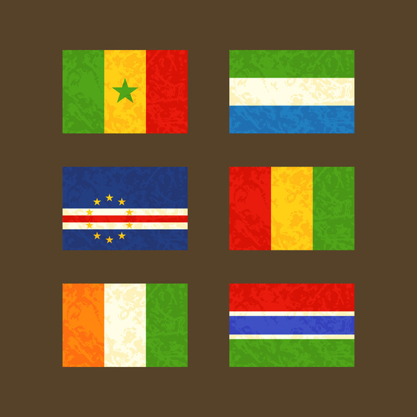 Szenegál, zöld-foki Köztársaság, Elefántcsontpart, Sierra Leone, Guinea és Gambia zászlói - Vektor, kép