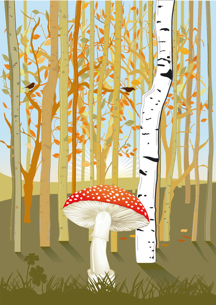 Erdei gombával - Vektor, kép