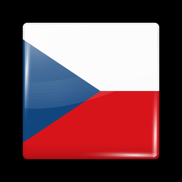 チェコ共和国の旗。光沢のあるアイコン - ベクター画像