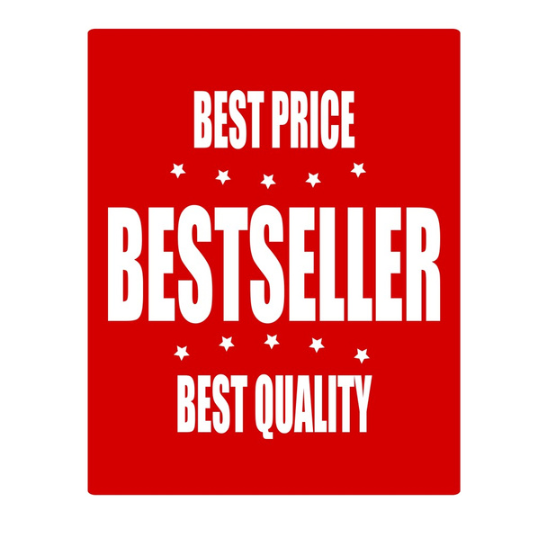 Bestseller white stamp text on red background - Фото, зображення