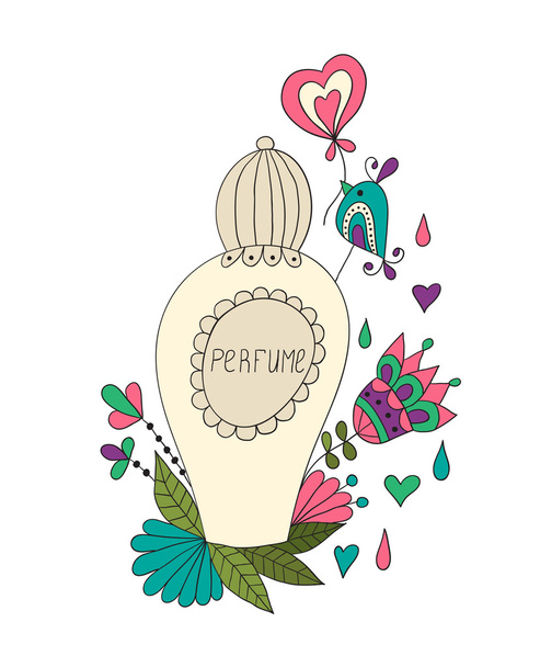 Perfume bottle with flower patterns. - Vector, Image