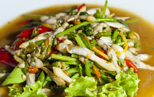 Hot and spicy Worm shell cooked in Thai food style - Photo, Image