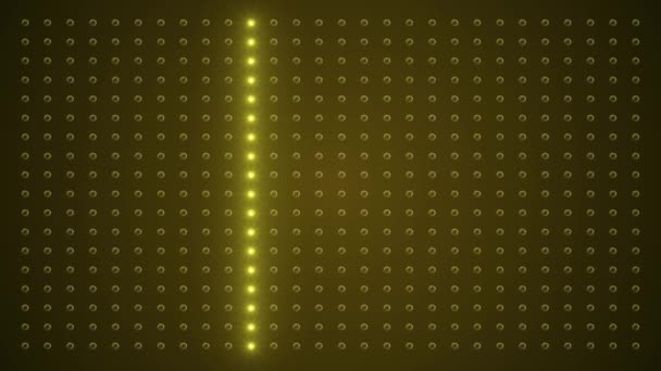 Animação de vídeo de um abstrato brilhante amarelo, laranja LED parede com lâmpadas brilhantes - fundo abstrato. - Filmagem, Vídeo