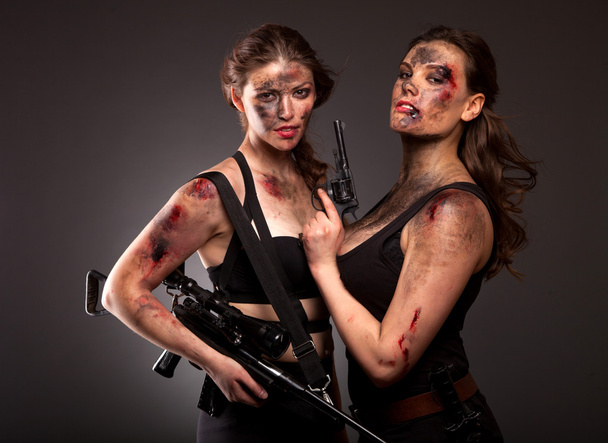 Armed strong female killers - Photo, Image