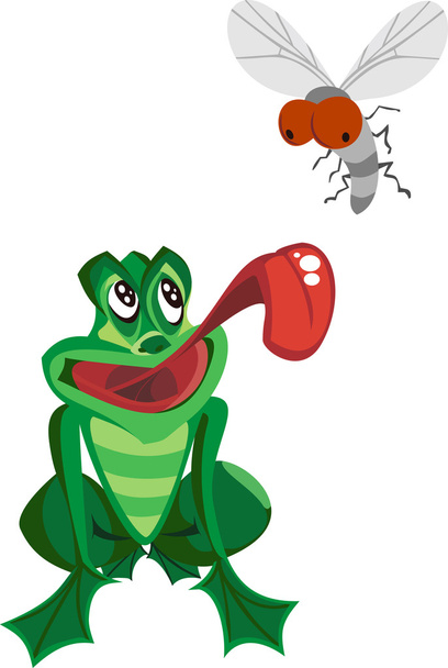 Frog Catching Bug vector - Вектор, зображення