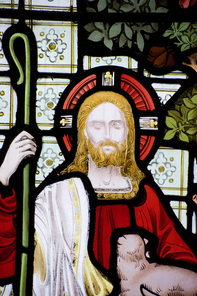 Szczegóły religijnych okno Witraż w kościele - Zdjęcie, obraz