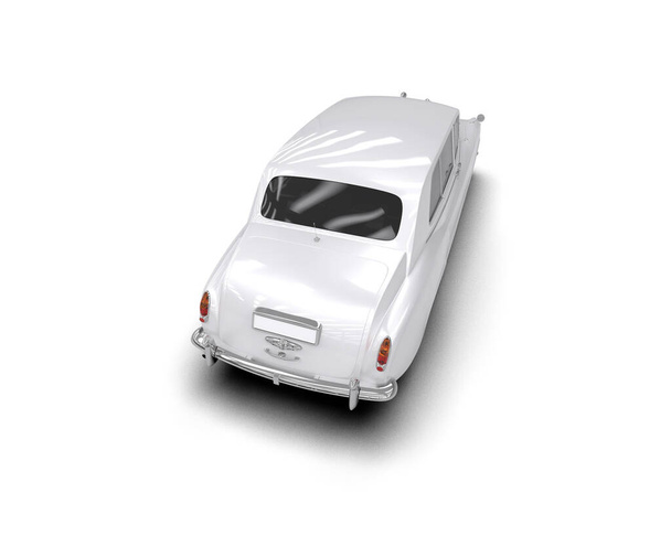 Weißes Luxusauto isoliert auf weißem Hintergrund. 3D-Darstellung - Illustration - Foto, Bild