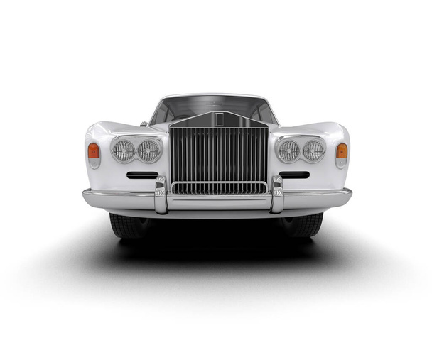 Weißes Luxusauto isoliert auf weißem Hintergrund. 3D-Darstellung - Illustration - Foto, Bild