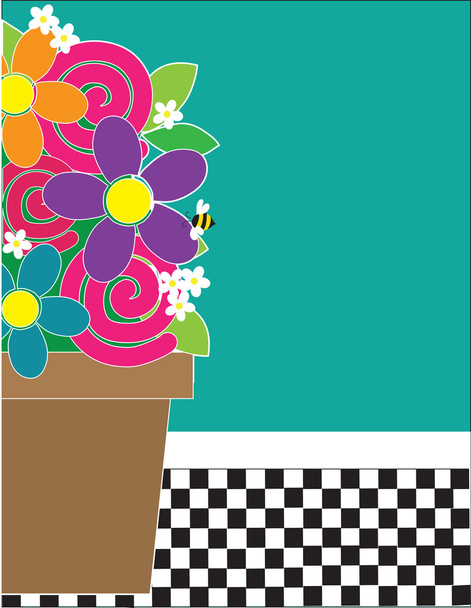 Flowers and Checks - Vektor, obrázek