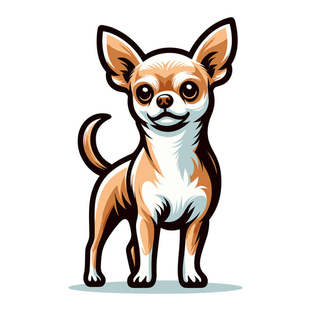 Niedliche Chihuahua-Hund Ganzkörper flache Design-Illustration, stehend reinrassige Chihuahua-Doggy, lustig liebenswert Tier Vektor-Vorlage isoliert auf weißem Hintergrund - Vektor, Bild