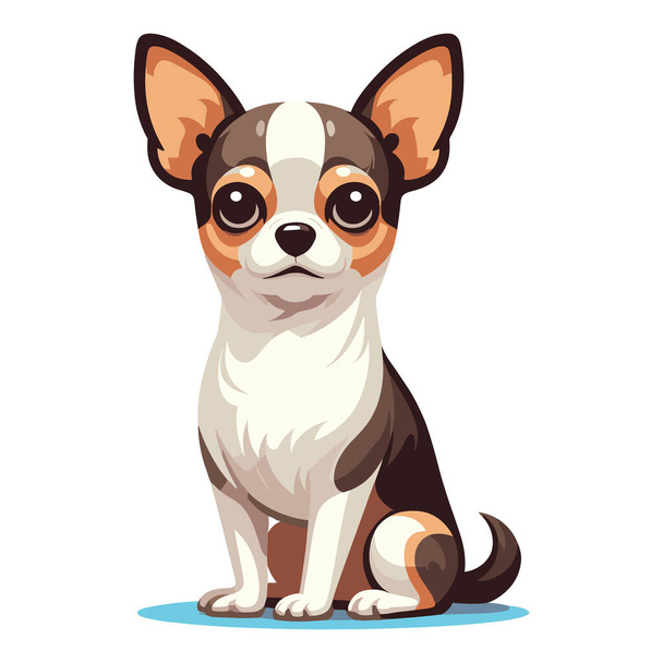 Netter Chihuahua Hund Ganzkörpervektor Illustration, lustig liebenswert Haustier, sitzt reinrassige Chihuahua Doggy flache Design-Vorlage isoliert auf weißem Hintergrund - Vektor, Bild
