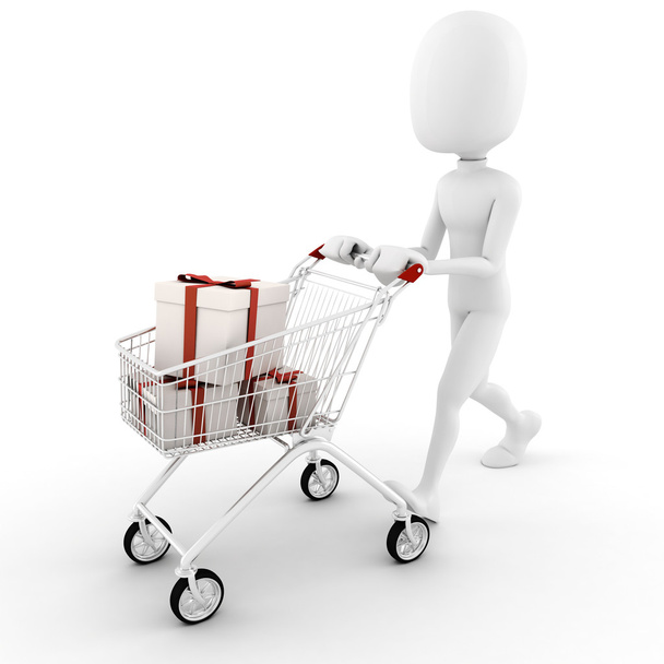 3d man online shopping, e-commerce concept - 写真・画像
