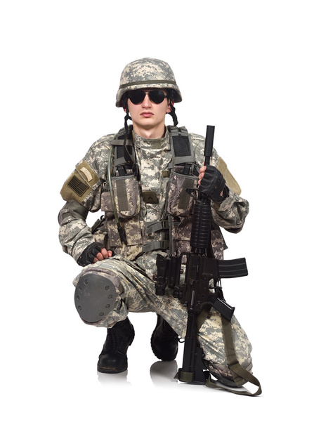 soldier with rifle - Fotó, kép
