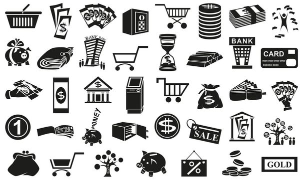 money icons isolated on white - Vector, Imagen