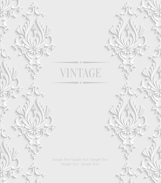 Vector 3d Vintage Invitation Card with Floral Damask Pattern - Vettoriali, immagini