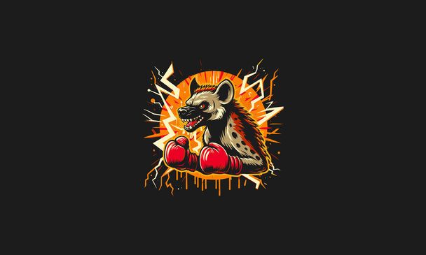 hyena en colère portant un gant de boxe vectorielle illustration design - Vecteur, image