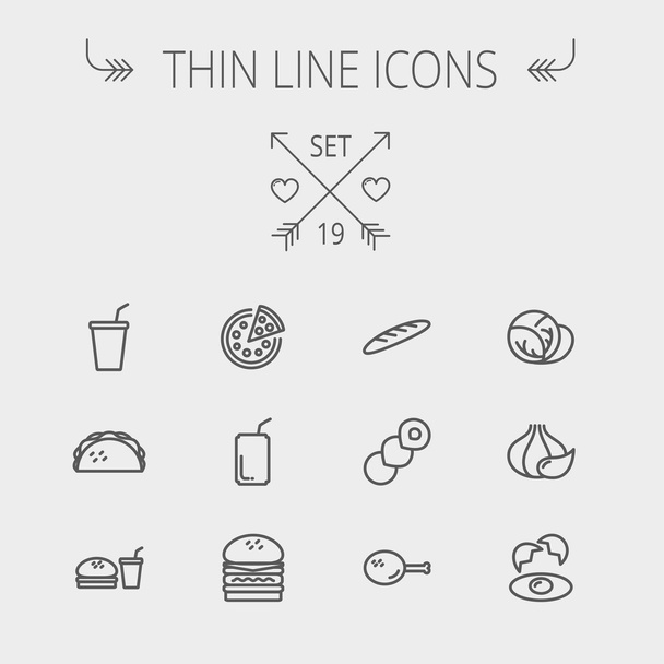 Food and drink thin line icon set - Vektor, obrázek