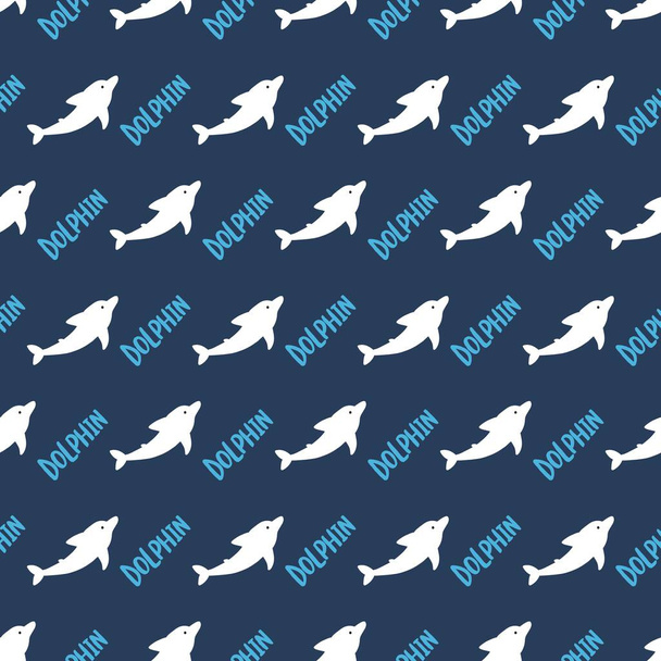 Dancing Dolphins Aquatic Joy Jumping Sea Pattern can be use for background and apparel design - Vector, Image