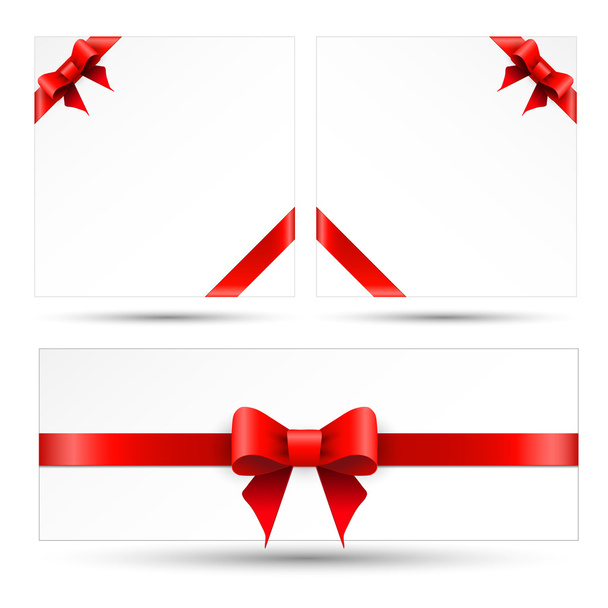 Set red gift bows with ribbons - Vector, imagen