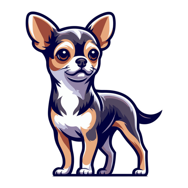 Netter Chihuahua Hund Ganzkörpervektor Illustration, lustig liebenswert Haustier, stehend reinrassige Chihuahua Doggy flache Design-Vorlage isoliert auf weißem Hintergrund - Vektor, Bild