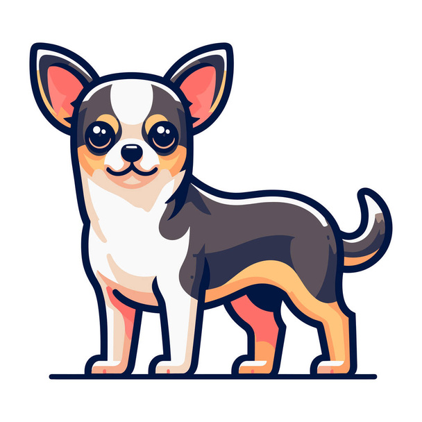 Niedliche Chihuahua-Hund Ganzkörper flache Design-Illustration, stehend reinrassige Chihuahua-Doggy, lustig liebenswert Tier Vektor-Vorlage isoliert auf weißem Hintergrund - Vektor, Bild