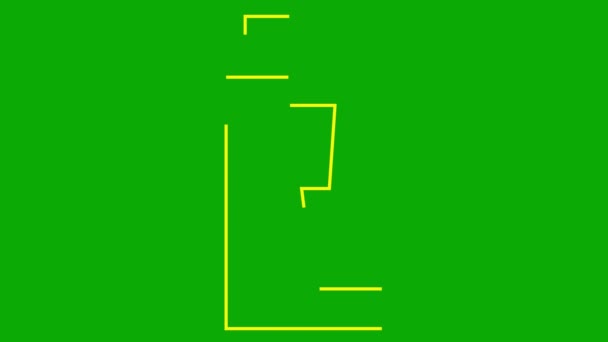 Animált lineáris sárga ikon elektromos akkumulátor villám. Az akkumulátor vonalszimbóluma megrajzolódik. A zöld energia fogalma, fenntarthatóság, megújuló energia, zöld technológia. Illusztráció elszigetelt zöld háttérrel. Hurokvideó. - Felvétel, videó