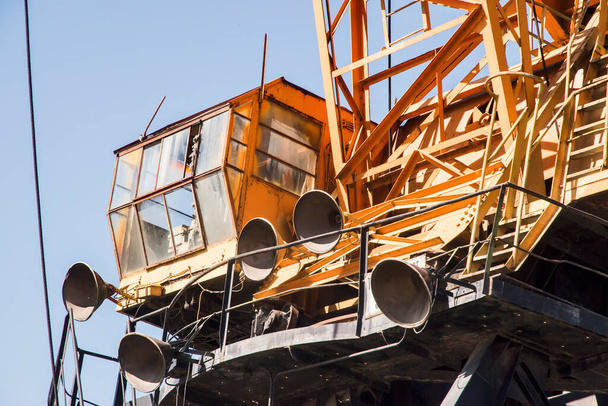 Detail of port industrial crane closeup on clear sunny day - Photo, Image