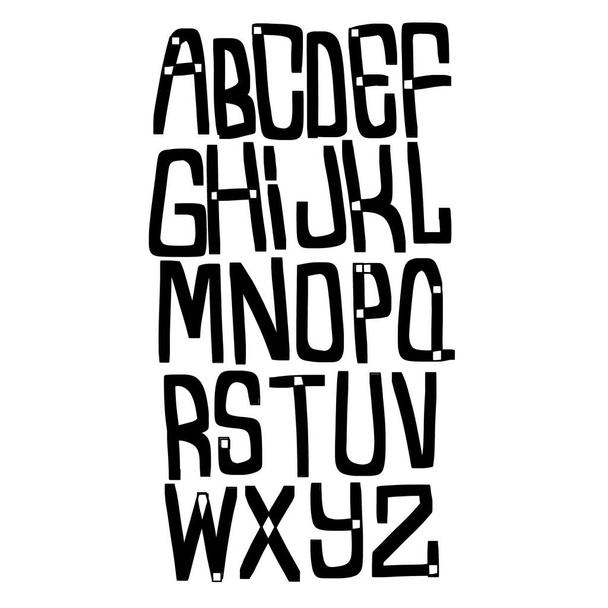 Elegante letras alfabeto esticado em um design moderno preto e branco, adequado para vários projetos gráficos e educacionais, em formato de ilustração vetorial - Vetor, Imagem