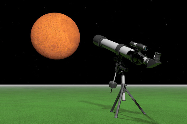 Телескоп з неба і Червона Планета - Фото, зображення